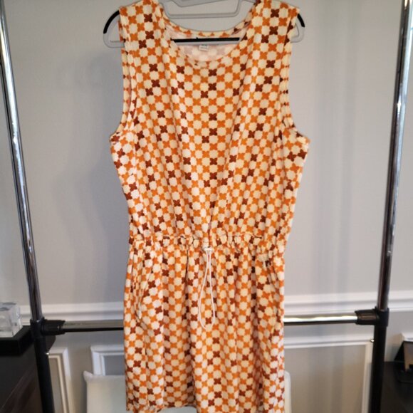 Tilley Dress Orange Burgundy Geometric Print Tank Dress Short Sleeveless Sz XL - Picture 2 of 8